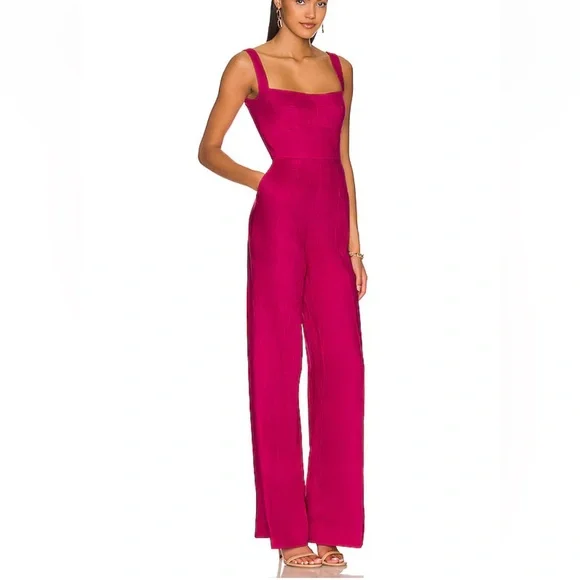 NWOT SALONI Rachel Pink wide leg Jumpsuit in Bright Berry
Linen - Picture 2 of 8